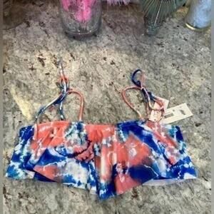 Raisins Flounce Bandeau Bikini Top  - Size Medium NWT